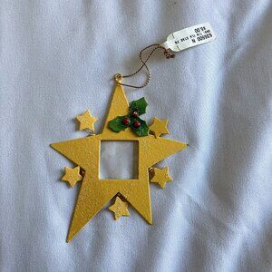 NEW Vintage 90s Yellow Star Picture Frame Ornament Christmas Tree Stars Holiday